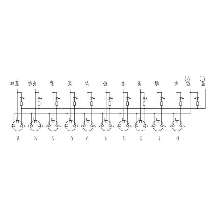 M8 junction box, single channel, PNP, 10-port all-in-one, LED, PUR flexible cable, black sheathing, 23PA11-XXX